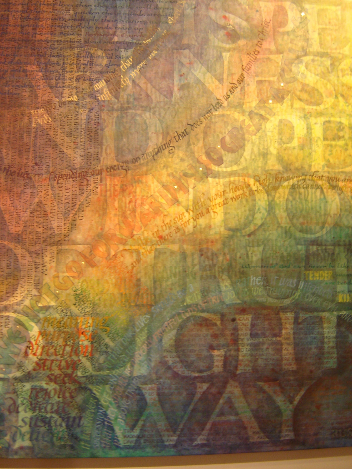 Giclee print of large canvas "Women of God" calligraphic painting, with raised gold leaf