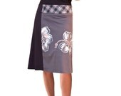Womens art painted skirts/Gray black women bottoms/tropical flowers dresses/gift ideas