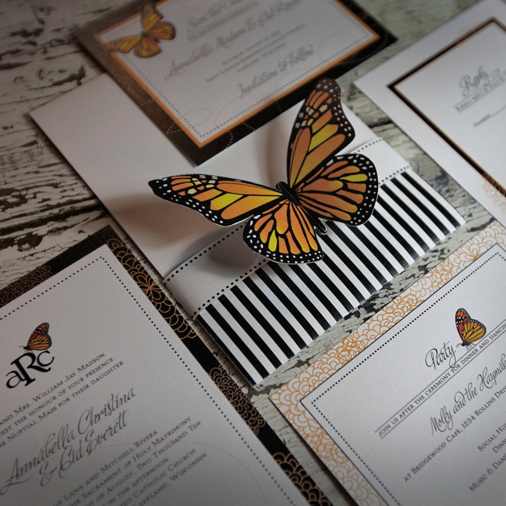 Monarch Butterfly Wedding Invitation suite