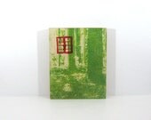 8x10 Art Block - Red Window on Nature Forest - Paper Lithography