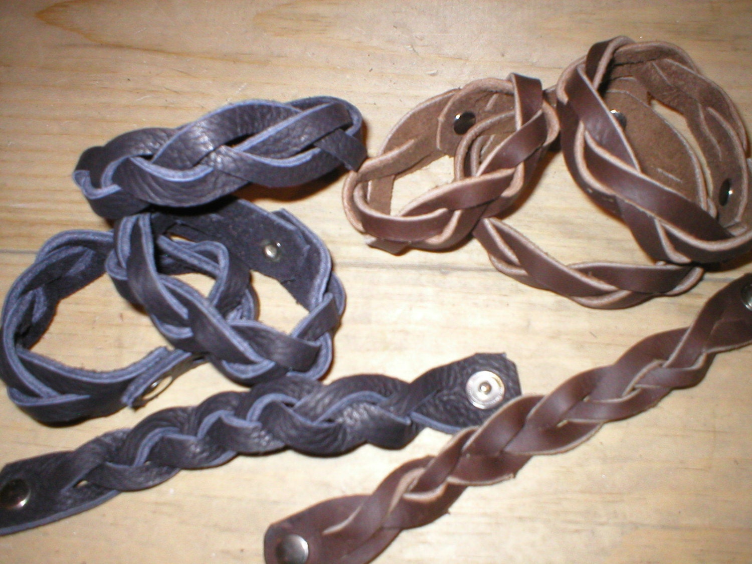 Handmade USA Leather Mystery Braid Braided Cuff Bracelet Mens Womens Black Brown