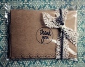 Thank You, Doily Punched, Brown Kraft Paper Cards, Set of 5