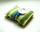 Pocket Hand Warmers LIME STRIPES Cashmere Felted Sweater Wool Handwarmers Rice Bags by WormeWoole