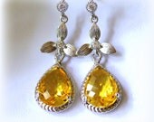 Yellow Topaz Dangle Earrings, Drop Earrings, Chandelier Earrings, Birthstone Earrings, Bridal Jewelry, November Birthday, Anniversary, Chic