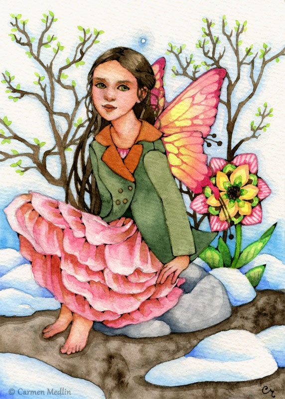 Blush of Spring - Original Fairy Art Painting