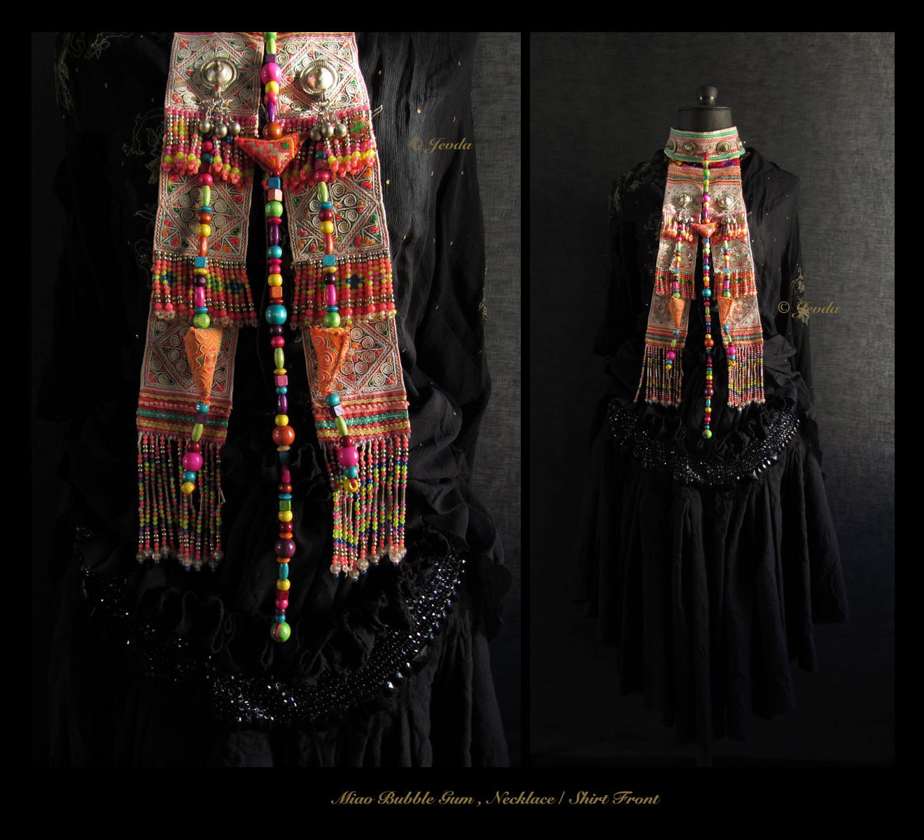 Statement necklace by Jevda ethnic tribal art to wear bib necklace handmade eco friendly jewelry one of a kind summer 2013