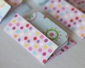 NEW - Mini Cards n Envelopes - Set of 8 - Tiny Colorful Dots with Lavender Flowers -Pink, Purple, Red and Green