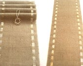 Natural Dazzle - Burlap Table Runner with Golden/Silver Glitter Ribbon