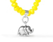Neon Yellow  GOOD LUCK ELEPHANT Charm Bracelet - the lucky elephant Original with Fine Silver Elephant Charm