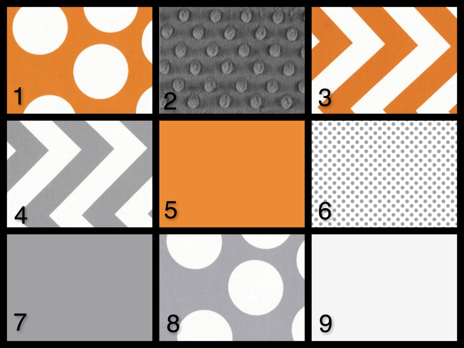 Custom Crib Bedding - Orange and Grey Geometric
