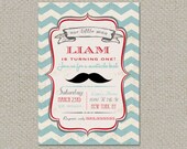 Mustache Little Man Birthday Invitations