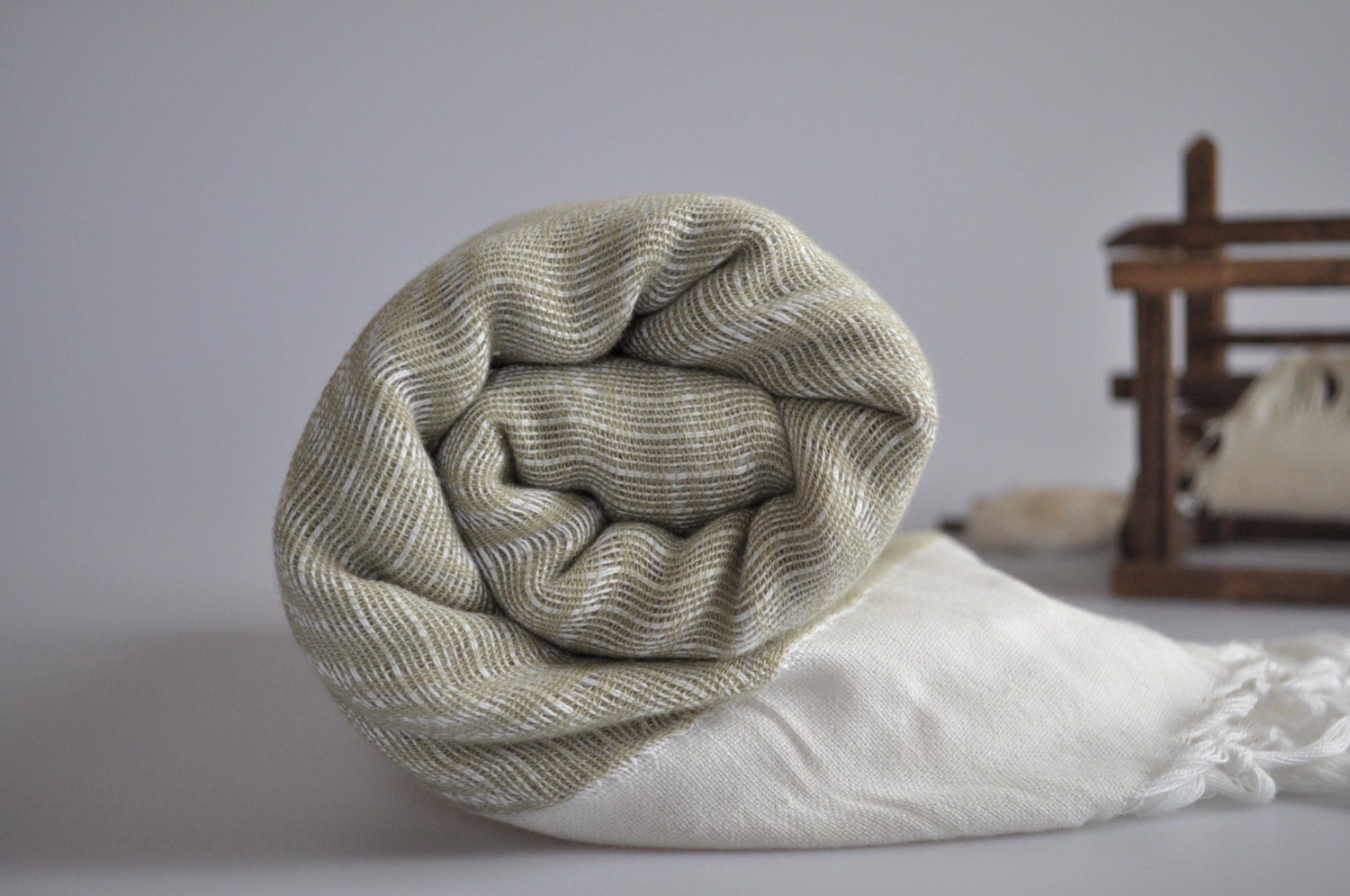 TurKish BaTh ToWel -Beach Towel  Marine PesHteMal  - Pale Green