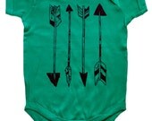 Arrows - Kelly Green Baby Bodysuit - Green Baby Shirt with Black Arrows - Children's Clothing -  8 colors available