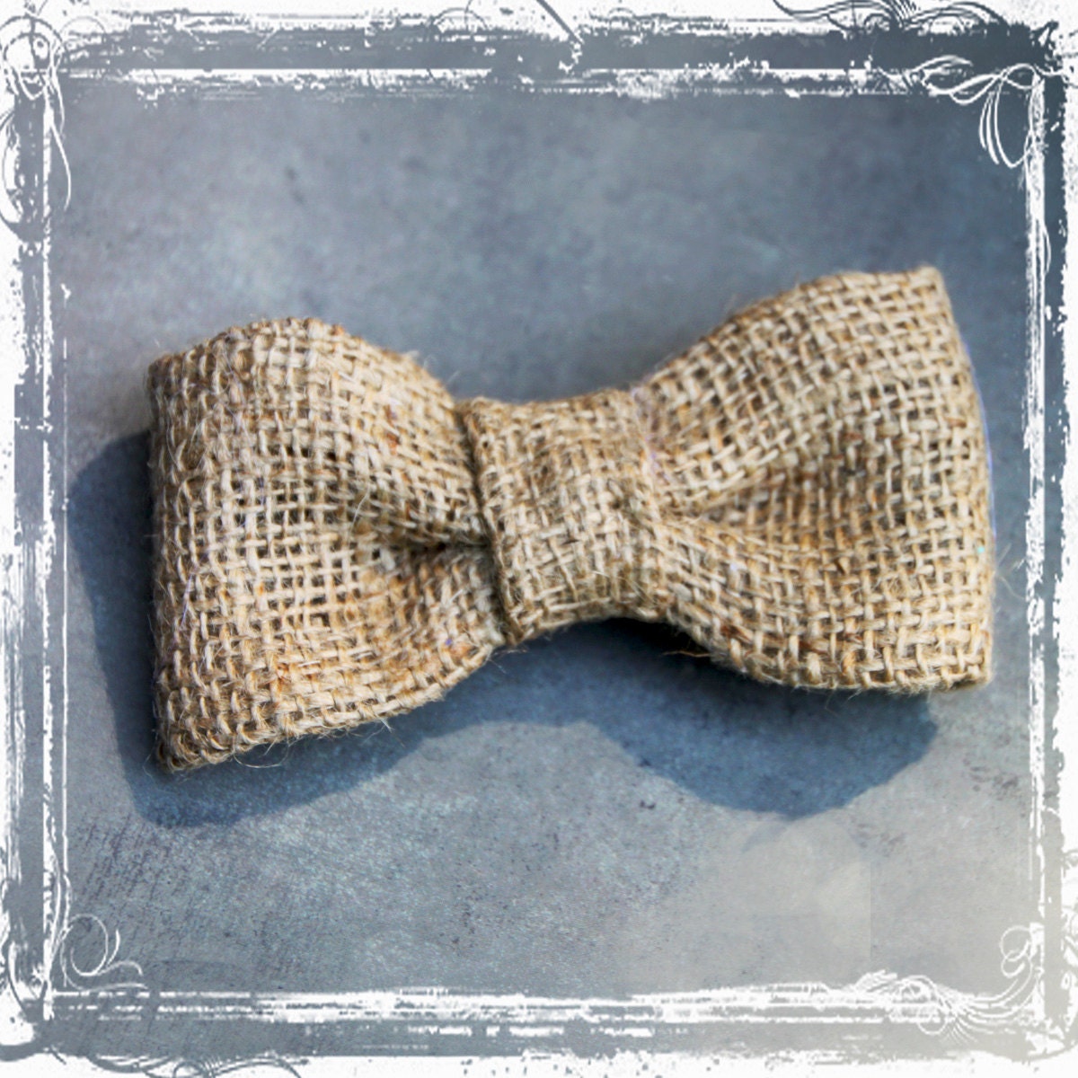 Clip On Burlap Bow Tie - Rustic Weddings - Groomsmen Groom - Ring Bearer - Spring Summer Fall - Country Farm Earthy