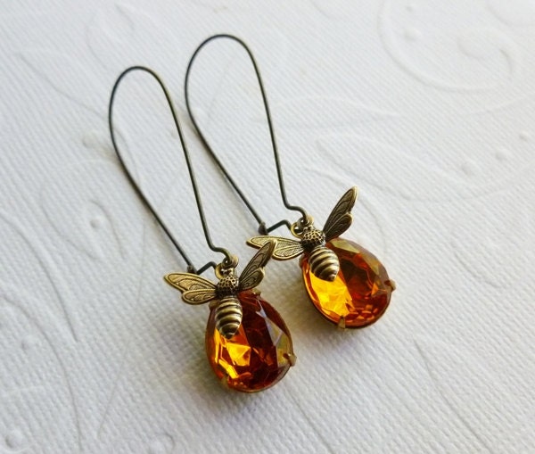 Honey Bee Earrings - Topaz