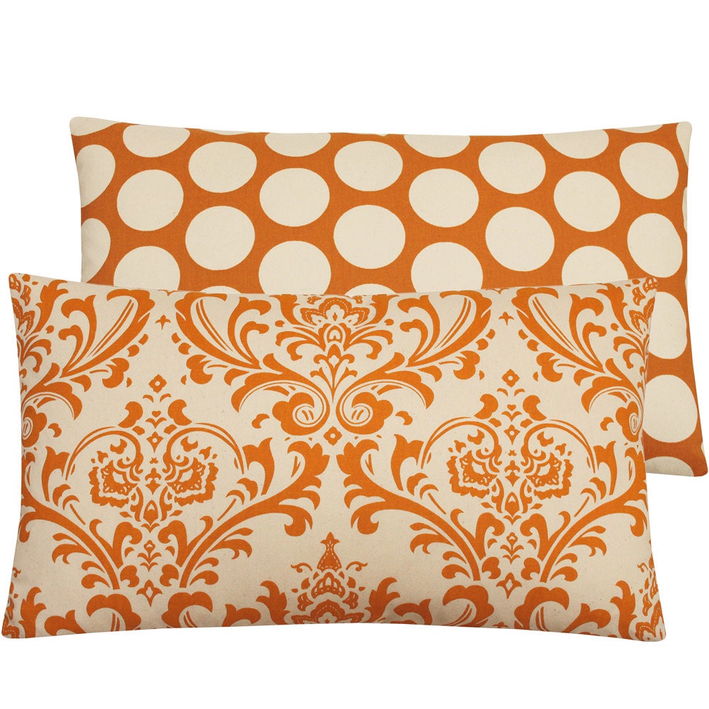 Long Orange Pillow Cover 16x26 Lumbar Living Room Couch Pillow Throw Accent Pillow Bedding, Orange Creamsicle Collection