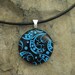 Black and Teal Necklace Fused Dichroic Glass Teal Pendant