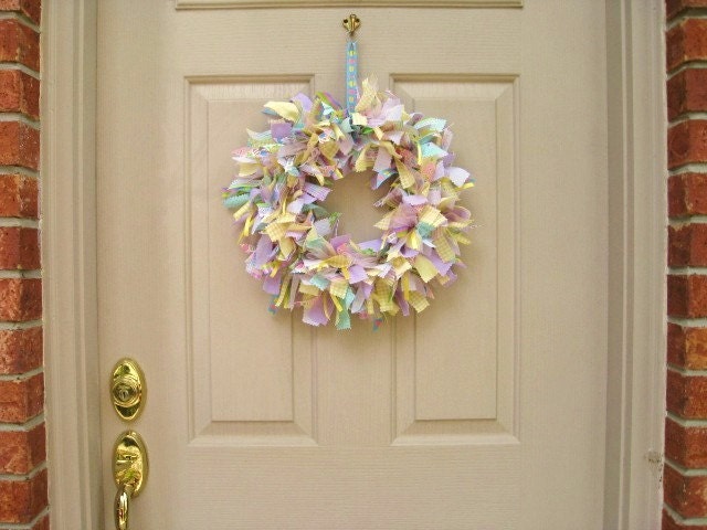 Easter Wreath - Easter Decoration - Fabric Wreath - Ribbon Wreath - Easter Decor - Spring Wreath