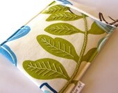 iPad mini, kindle fire, nook hd sleeve hand embroidered cover - mod garden spring chartreuse green blue - gadget padded case bag