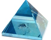 Aqua Aura Quartz Pyramid Amulet Healing Reiki
