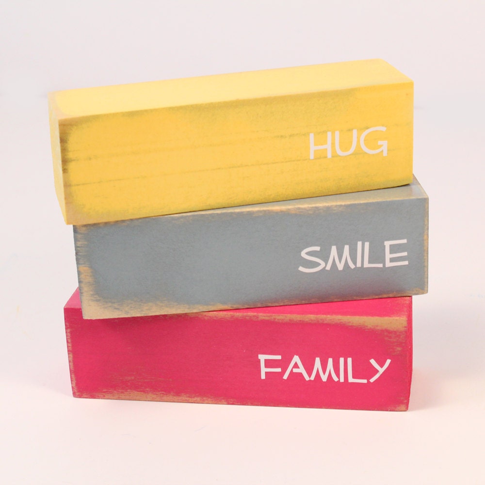 Set of 3 Spring Affirmations Word Blocks, 5 inches long, 2 sided