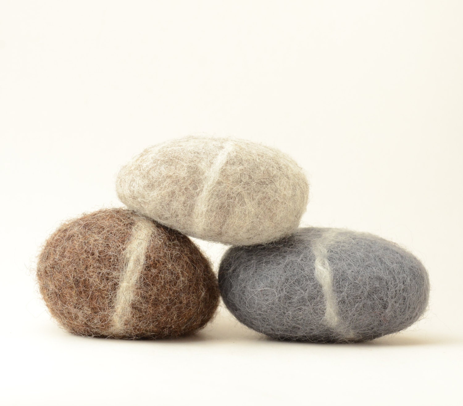 Felted Stones - grey brown natural home decor rocks nature eco friendly