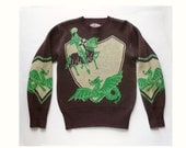 1940's RARE St. George and the Dragon Wool Sweater by Bud BERMA
