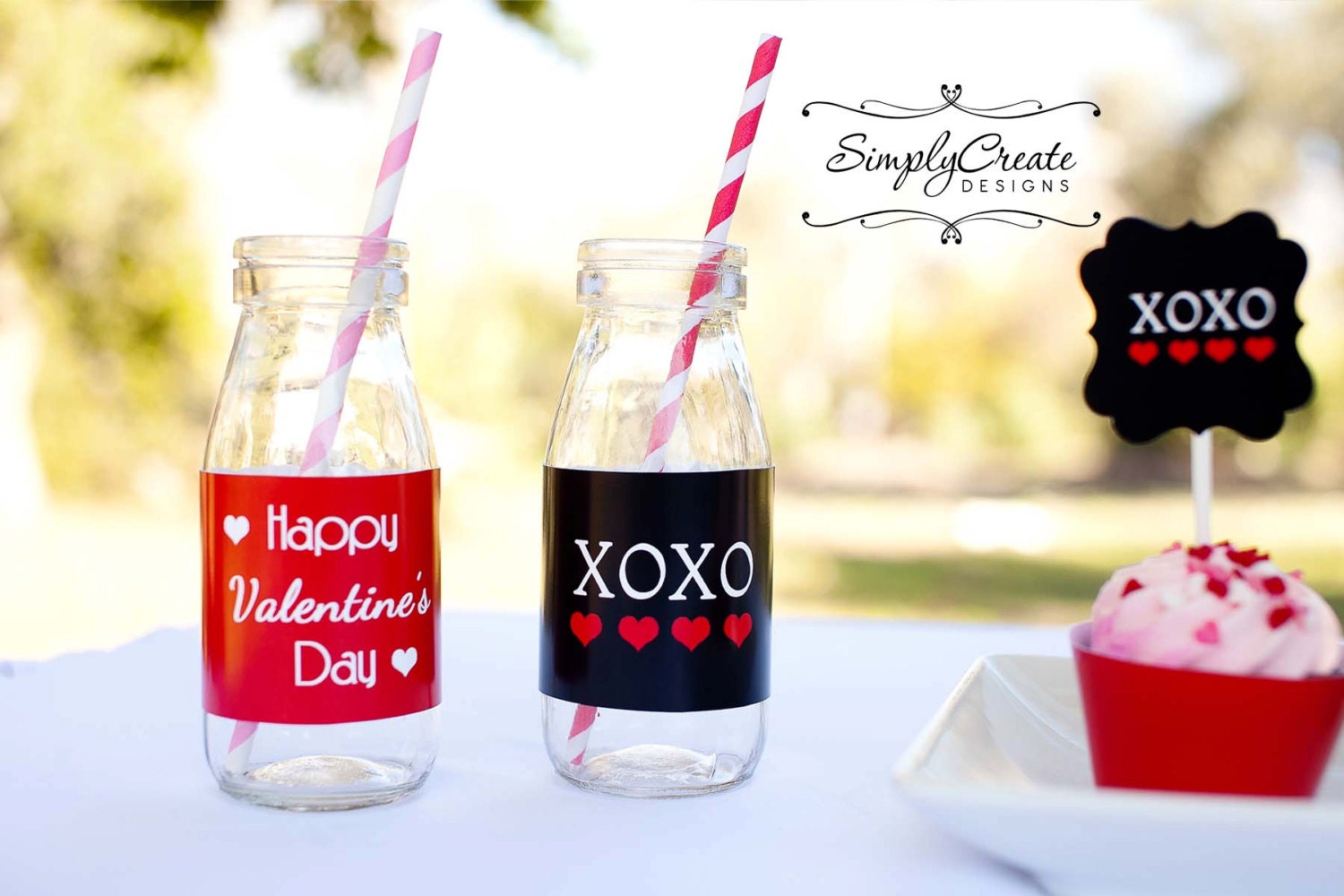 Valentine's Day Water Bottle Labels Glass Bottle Label 8.5x11 JPEG DIGITAL file Il_570xn