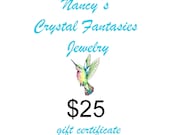 25 Dollar Gift Certificate, Christmas Gift, Last Minute Gift, Jewelry Gift