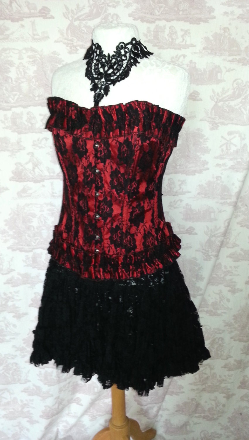 Plus Size Gothic Steampunk 40 inch waist  Corset and  Skirt   Costume  By Gothic Burlesque