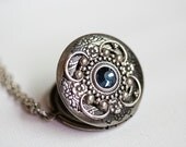 Something Blue Locket,sapphire blue locket,P Blue Locket,Silver Locket,Flower Locket,Flower,Wedding Necklace,bridesmaid necklace