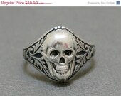 ON SALE Skull Ring,Silver Plated Ring,Antique Ring,Antique Silver,Victorian,ring ,Silver Ring,Antique Ring,