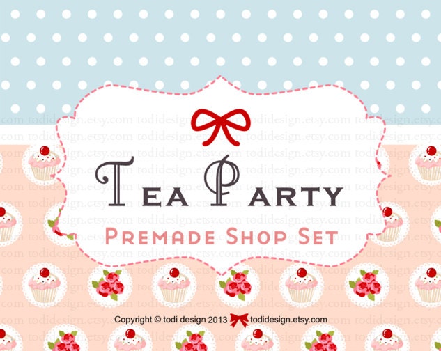 Tea Party- Premade Etsy Shop Banner set Il_170x135
