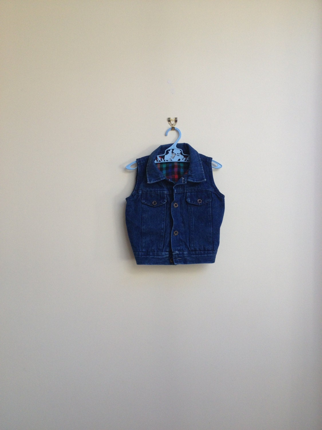 vintage denim toddler vest : size 1-2 years