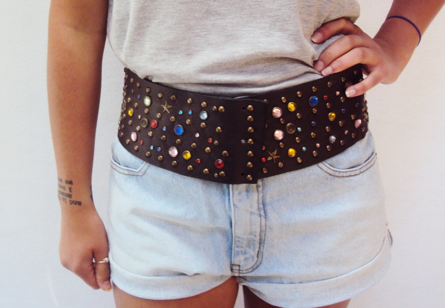 Vintage PUNK Corset Leather Belt STUDDED