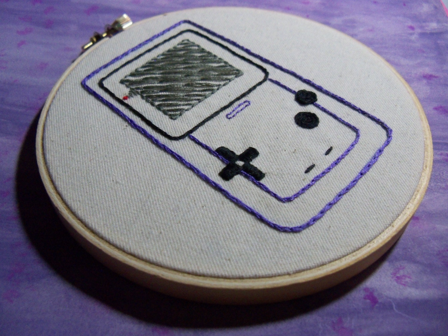 Game Boy Color Embroidered In Hoop Wall Art Nintendo Tribute Office Home Gamer Decor Game Room Nostalgia