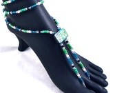 Paua Shell Barefoot Sandals Ankle Bracelet Beach Jewelry Anklet Toe Ring - Made to Order
