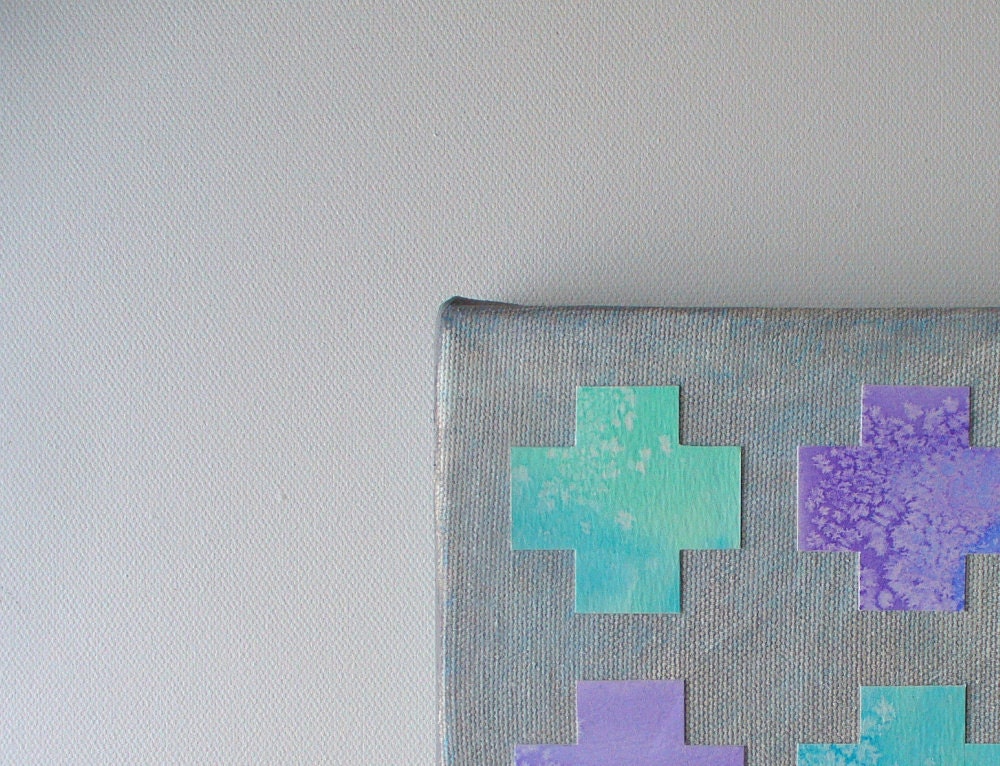 mother's day gift, mixed media abstract painting, wall art, gray, blue, purple, positive