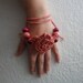 Crocheted flower bracelet/ necklace- coral pink and magenta - unique accessory - statement bracelet