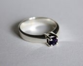 Faceted Amethyst Solitaire in Sterling Silver