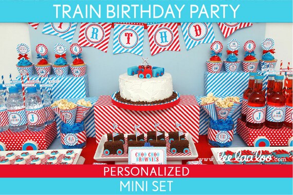 Train Birthday Party Package Collection Set Mini Personalized Printable // Vintage Train - B30Pz1 Il_570xn