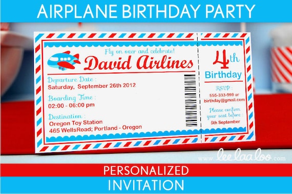 Airplane Birthday Party Invitation Personalized Printable // Airplane - B33Pa4 Il_570xn