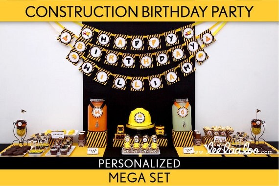 Construction Birthday Party Package Collection Set Mega Personalized Printable // Construction - B2Pz2 Il_570xn