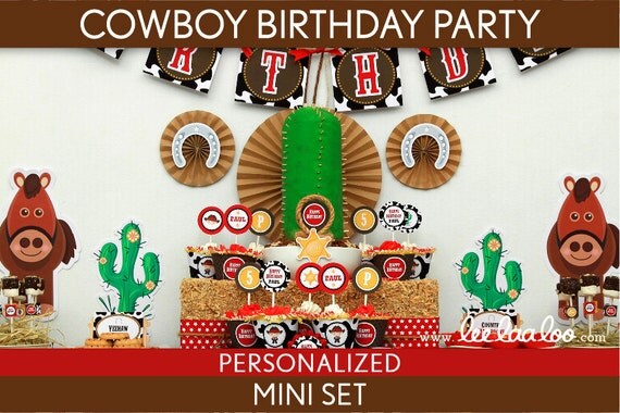 Cowboy Birthday Party Package Collection Set Mini Personalized Printable // Cowboy - B11Pz1 Il_570xn