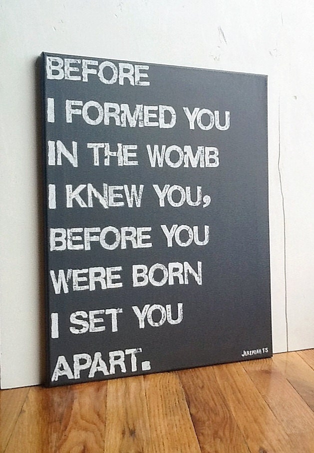 16X20 Canvas Sign - Before I Formed You In The Womb I Knew You, Jeremiah 1:5, Bible Verse, Typography word art, Decoration, Gift