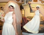 Winter Bride 3 Piece Vintage Wedding Gown with Jacket & Fur Hat Veil