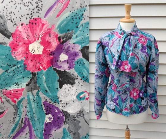 Floral Ascot Secretary Blouse