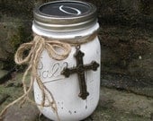 Scripture Jar, White With Cross and Chalkboard Lid