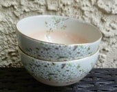 2 Japanese Rice Bowls. Vintage. Cherry Blossoms. Tea Sake Cups. Pair. Asian. Chinese.