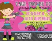 Laser Tag 5x7 Invitation - Girl Birthday Party - PRINTABLE